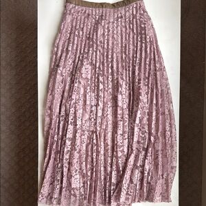 Free People Pink Lace Pleated Maxi Skirt